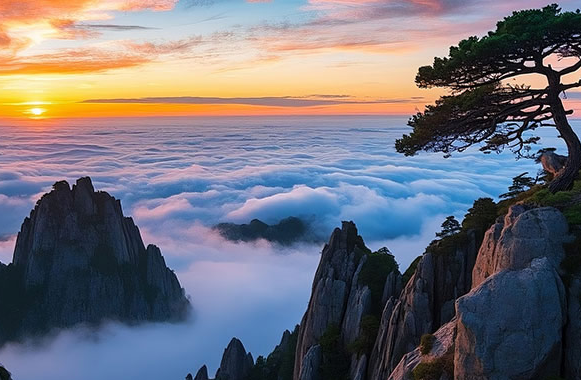 Beautiful scenery of lake at sunset